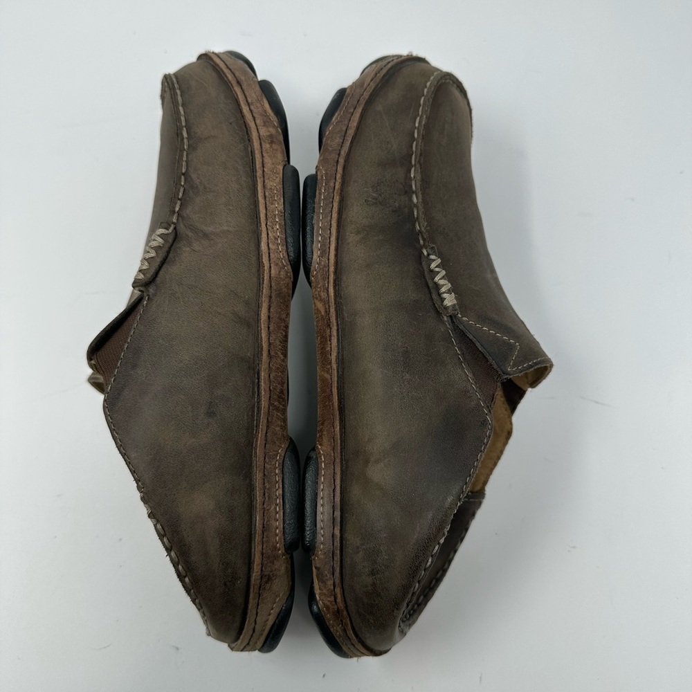 Olukai Moloa Men's Slip On Casual Shoes Brown Leather Loafer Drop In Heel M9.5 - Picture 4 of 13